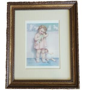 "Love is Blind" vintage BESSIE PEASE GUTMANN framed & matted 8X10 art print